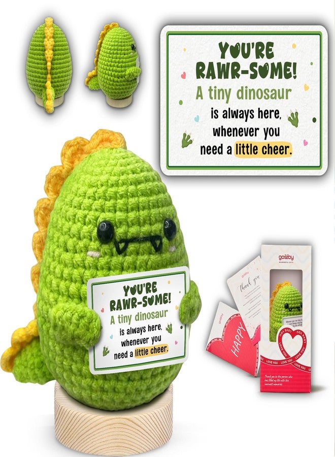 Gossby Handmade Positive Dinosaur Crochet with Card - Inspirational Gift for Women - YOU'RE DINO-MITE - Christmas, Birthday, Appreciation Thank You Gift for Coworker, Sister, Friend, Teacher - Image 1